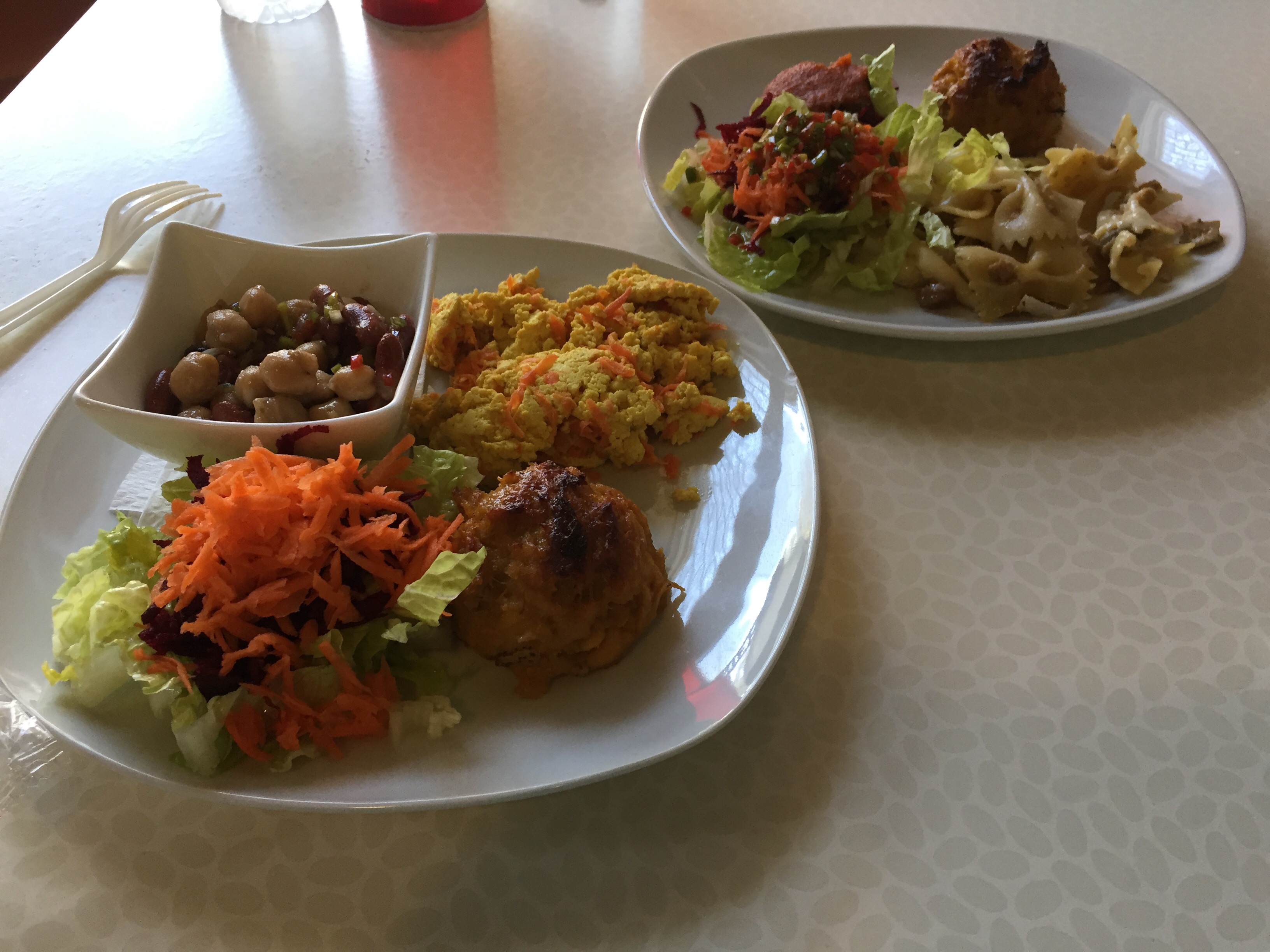 Plates with vegan dishes