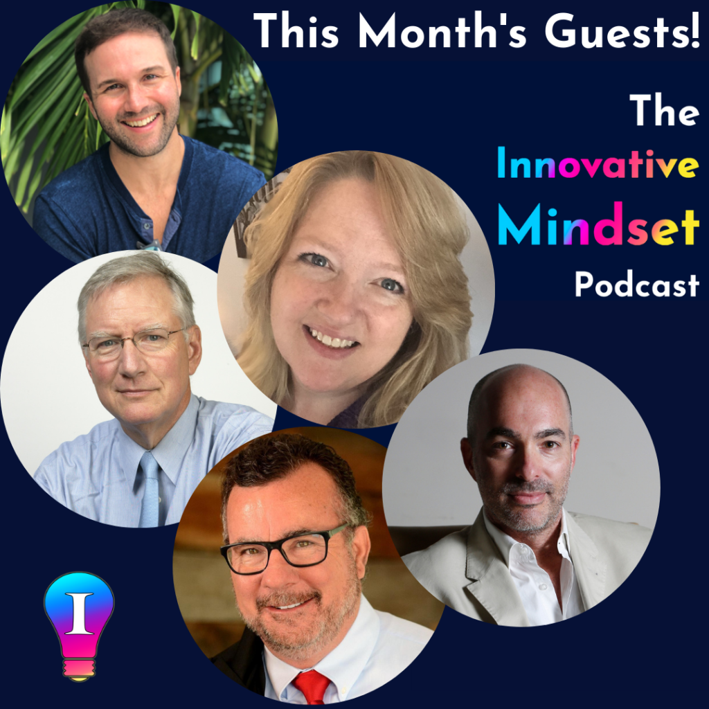March guests, John Lee Dumas, Tom Peters, Lisa Zawrotny, Josh Kline, and Jim Adams