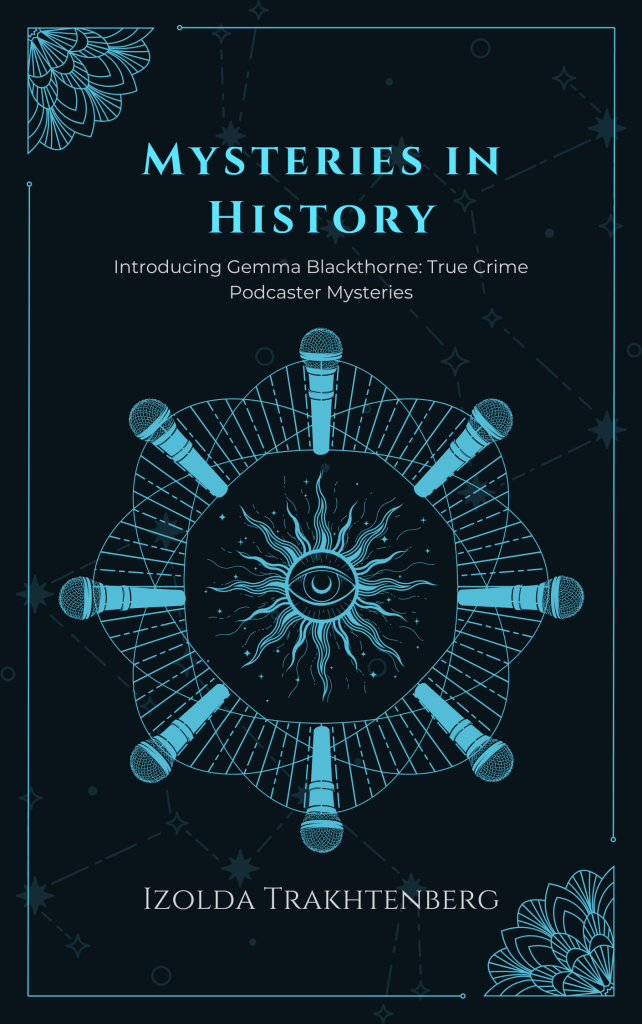 mysteries in history book cover. Ancient mandala design with microphones